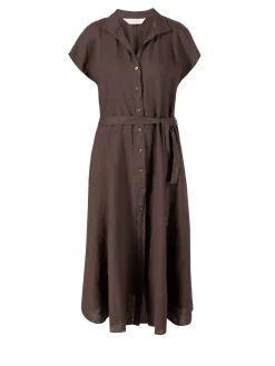Blusenkleid aus Leinen Braun