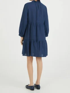 Blusenkleid aus Leinen Marineblau