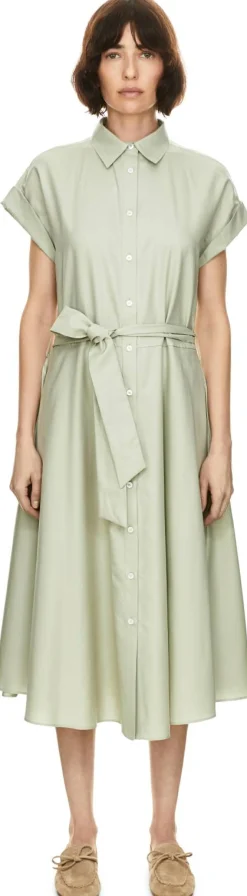 Blusenkleid mit Bindegürtel Olivgrün