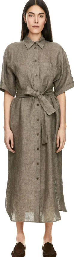 Blusenkleid 'Santaluz' aus Leinen Taupe