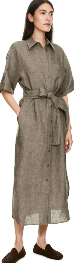 Blusenkleid 'Santaluz' aus Leinen Taupe