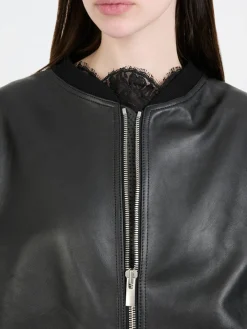 Bomberjacke aus Leder Schwarz