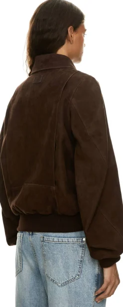 Bomberjacke aus Ziegenveloursleder Dunkelbraun