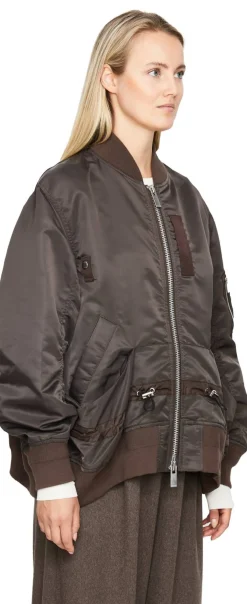 Bomberjacke mit Kordelzug Dunkelbraun