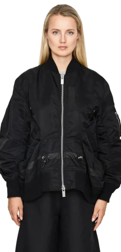 Bomberjacke mit Kordelzug Schwarz