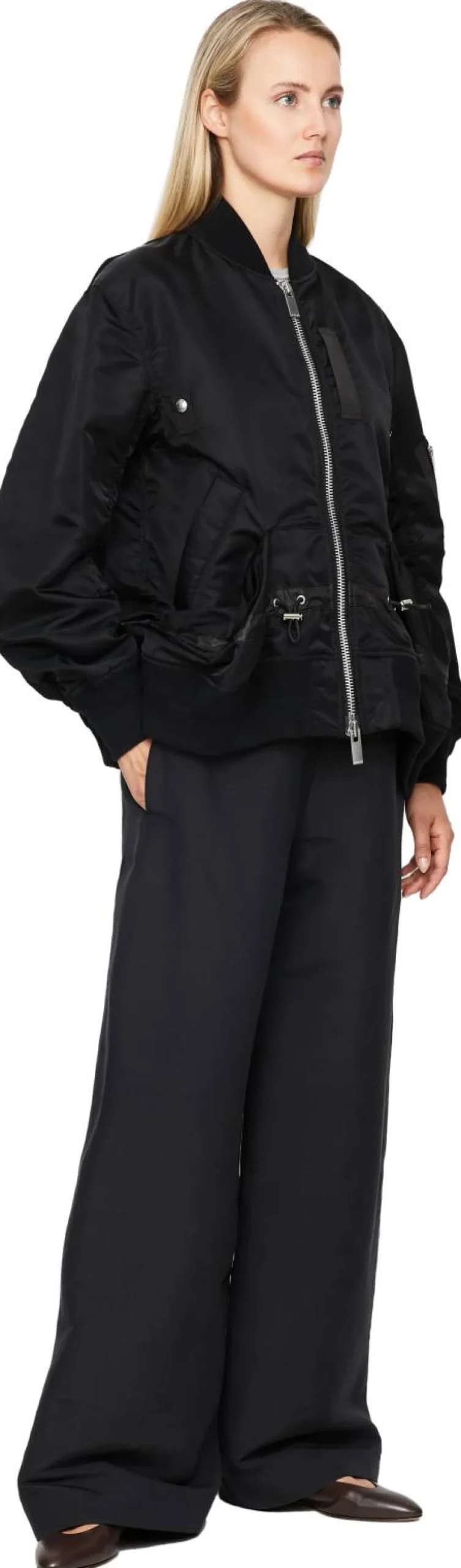 Bomberjacke mit Kordelzug Schwarz