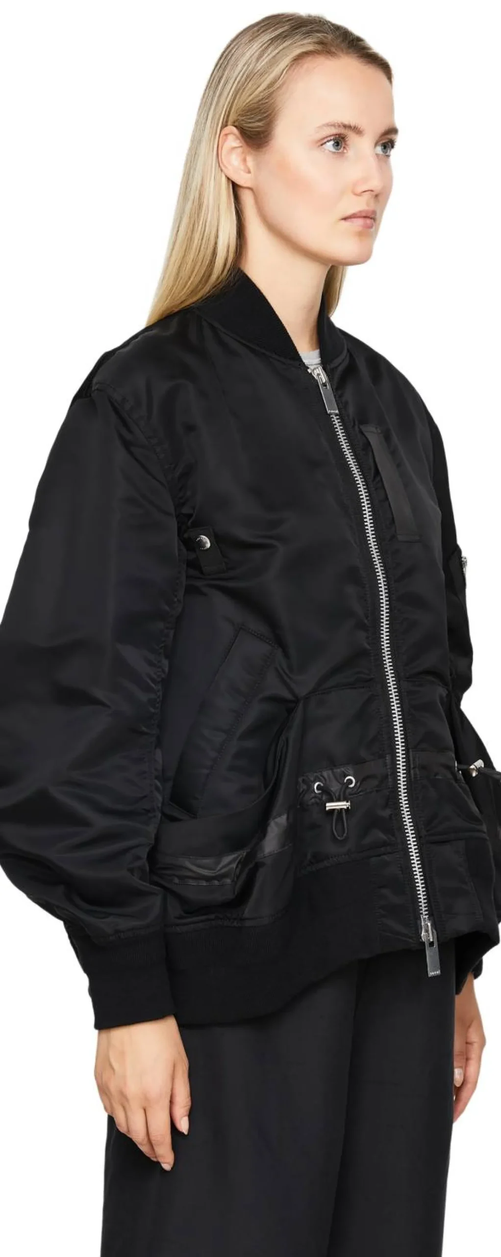 Bomberjacke mit Kordelzug Schwarz