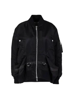 Bomberjacke mit Kordelzug Schwarz