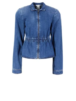 Bomberjacke mit Schößchen Mittelblau
