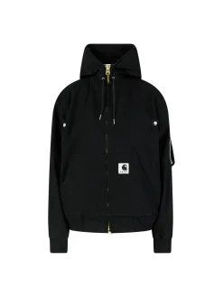 Bomberjacke 'Sacai x Carhartt Wip' mit Kapuze Schwarz