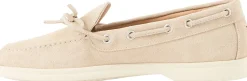 Bootsschuh aus Veloursleder mit Schleife Crème