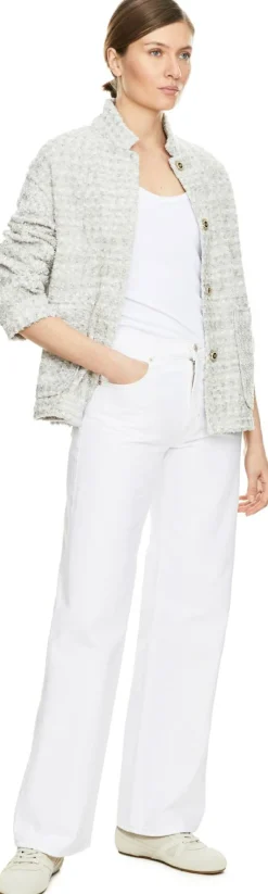 Bouclé Blazer aus Wolle Hellgrau