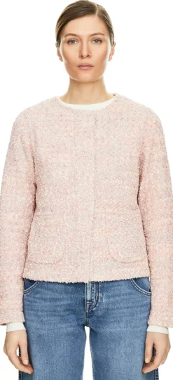 Bouclé-Blazer aus Wolle Rosé