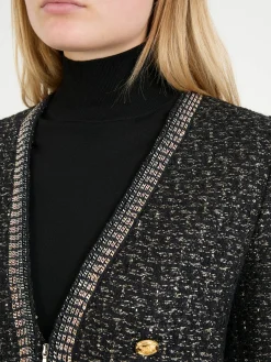 Bouclé-Jacke Schwarz/Silber