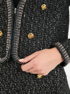 Bouclé-Jacke Schwarz/Silber