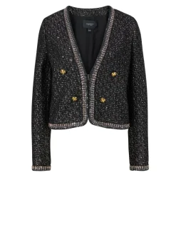 Bouclé-Jacke Schwarz/Silber
