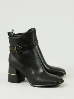 Buckle Boots mit Multi-Logo Schwarz