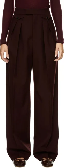 Bundfaltenhose aus Schurwolle Bordeaux