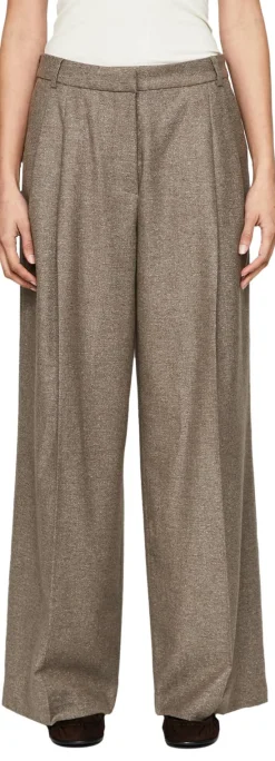 Bundfaltenhose 'Lupina Mouline' aus Wolle und Seide Braun