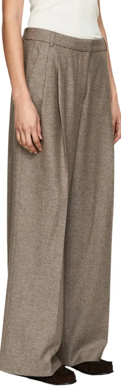 Bundfaltenhose 'Lupina Mouline' aus Wolle und Seide Braun