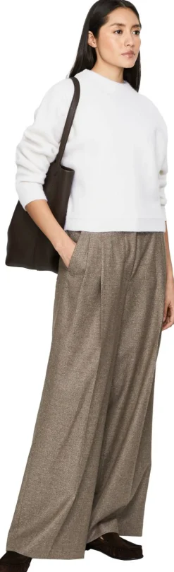 Bundfaltenhose 'Lupina Mouline' aus Wolle und Seide Braun