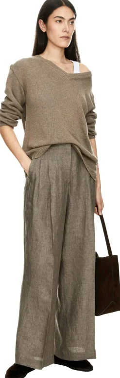 Bundfaltenhose 'Santorini' aus Leinen Taupe