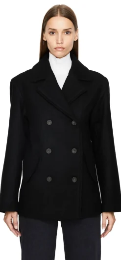 Cabanjacke aus Wolle und Cashmere Schwarz