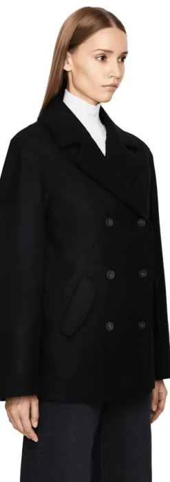 Cabanjacke aus Wolle und Cashmere Schwarz