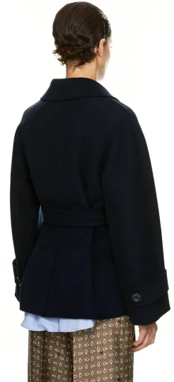 Cabanjacke 'Louise' mit Bindegürtel Marineblau