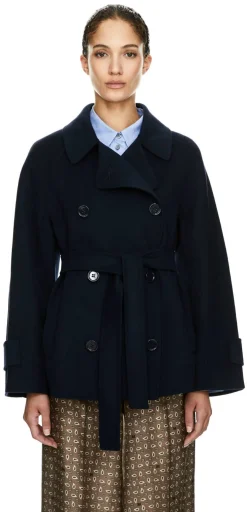 Cabanjacke 'Louise' mit Bindegürtel Marineblau