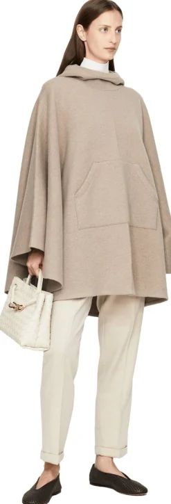 Cashmere-Cape mit Kapuze Beige