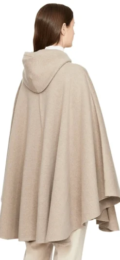 Cashmere-Cape mit Kapuze Beige