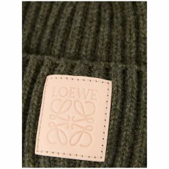 Cashmere-Mütze mit Anagram-Patch Khaki