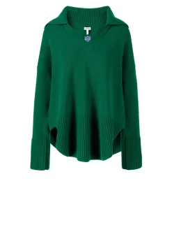 Cashmere Polo-Pullover Grün