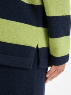 Cashmere-Pullover in Grün/Marineblau