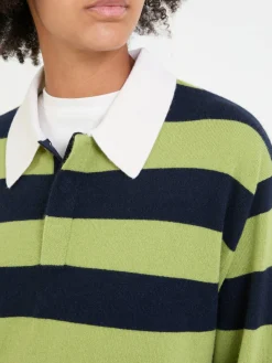 Cashmere-Pullover in Grün/Marineblau