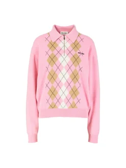 Cashmere-Pullover mit Polokragen Pink