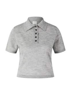 Cashmere-Pullover mit Polokragen Grau