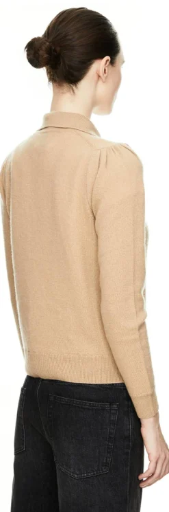 Cashmere-Pullover mit Puffärmeln Beige