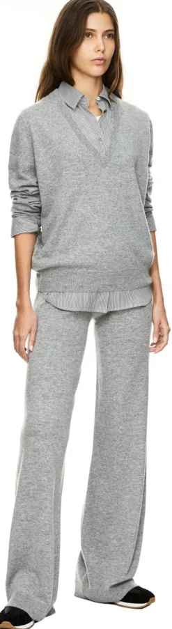 Cashmere-Pullover mit V-Ausschnitt Grau