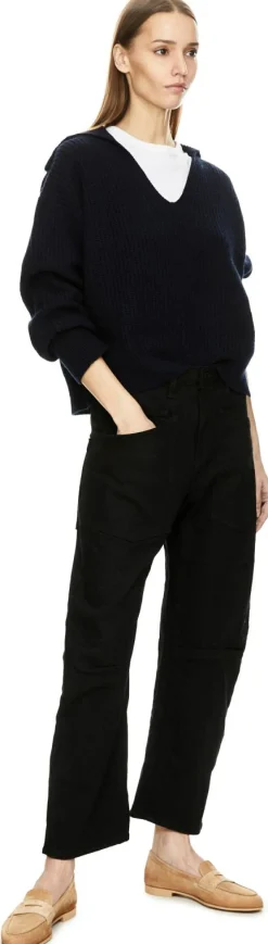 Cashmere-Pullover mit V-Ausschnitt Marineblau