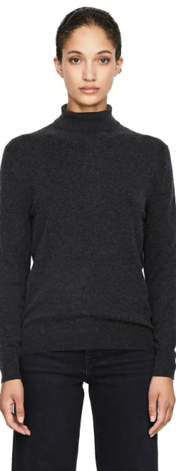 Cashmere-Seidenpullover mit Rollkragen Anthrazit