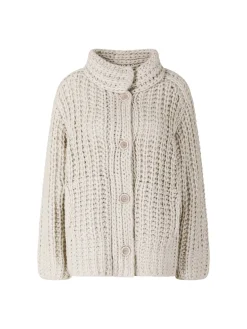 Cashmere-Seidenstrickjacke 'Vigdis Long Handstrick' Kitt