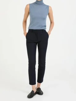 Cashmere-Seidentop mit Rollkragen Hellblau