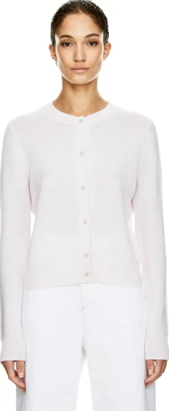 Cashmere-Strickjacke mit Rundhalsausschnitt Rosé