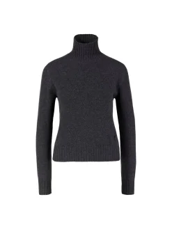 Cashmere-Wollpullover mit Rollkragen Anthrazit