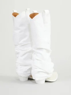 Cowboy-Boots mit Denim-Überzug Weiß