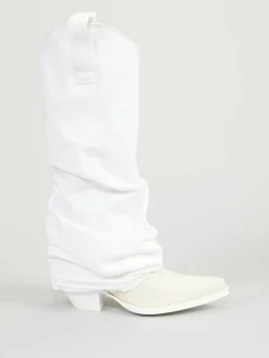 Cowboy-Boots mit Denim-Überzug Weiß