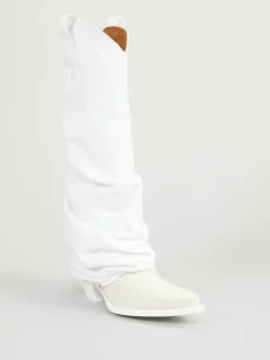 Cowboy-Boots mit Denim-Überzug Weiß