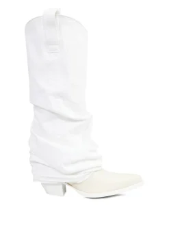 Cowboy-Boots mit Denim-Überzug Weiß